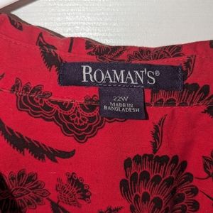 Roaman's Long-Sleeve Kate Big Shirt - Vivid Red Floral